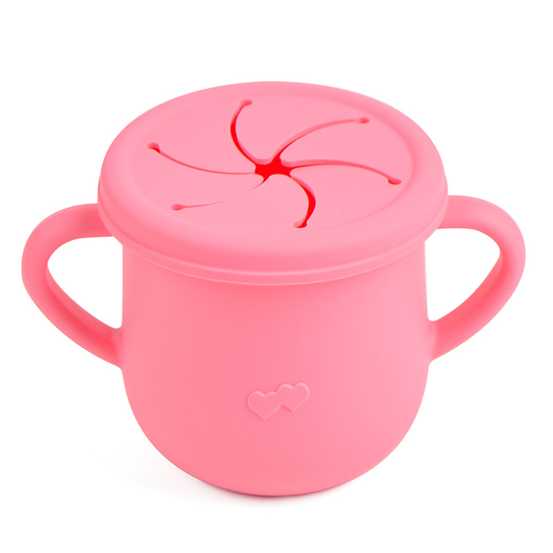Silicona de grado alimenticio para niños snack Cup mango binaural portátil resistente a la caída con taza de paja de bebé taza de bebida de silicona