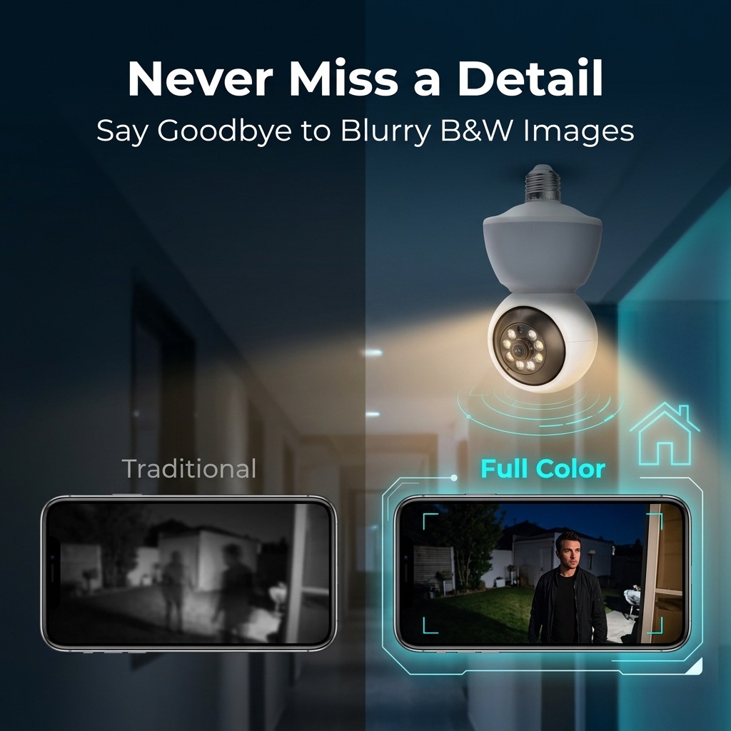 Yoosee 1080P smart light bulb camera with night vision, WiFi