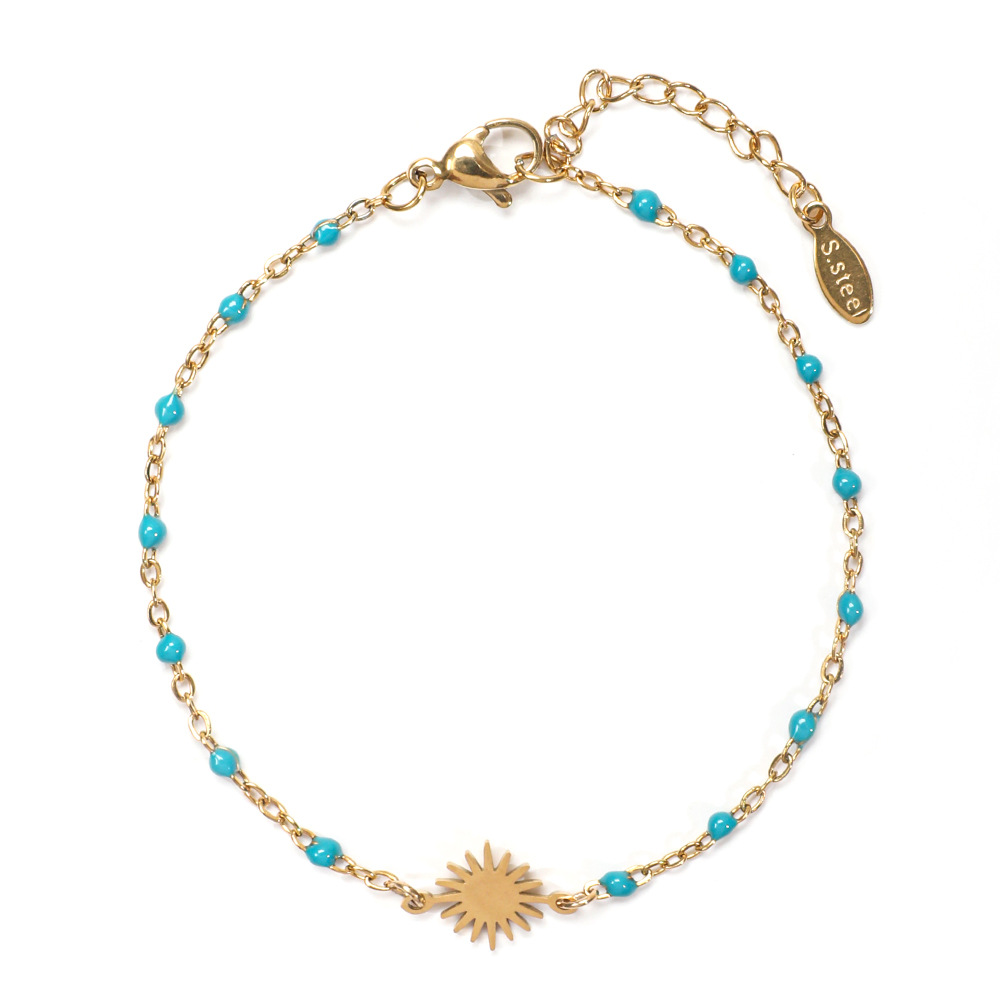 5g Weight Bracelets Classification 1 Piece Quantity Holiday, Daily Occasion Stainless Steel Material Sun Pattern Women's Gender Enamel, Plating Design Simple Style Style Simple Style Sun Stainless Steel Enamel Plating Bracelets 1 Piece 3