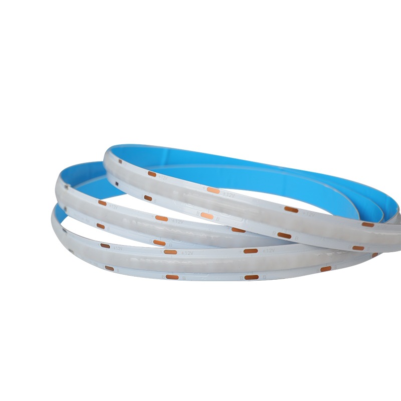 Tira de luz COB autoadhesiva de 12V/24V de bajo voltaje, tira de luz LED flexible y suave para decoración del hogar, techo, gabinete, centro comercial, luz de alta reproducción cromática