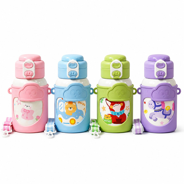 cartoon thermos stainless steel with glass for students