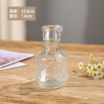 Retro repujado mini florero transparente hidropónico flor arreglo florero de cristal salón aromaterapia botella adornos Decoración