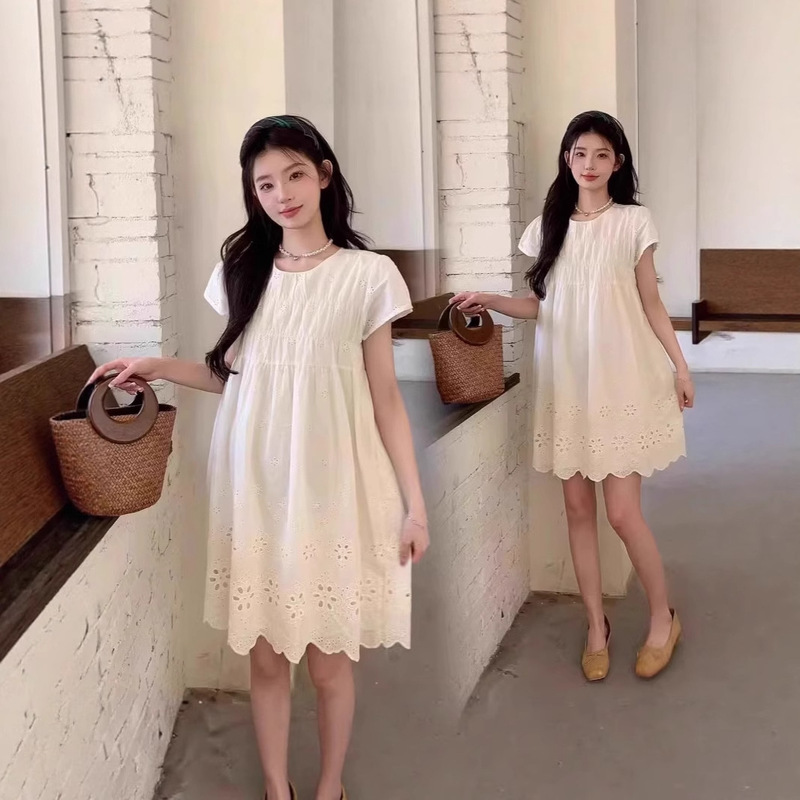 Maternity Wear Summer Pure Cotton New Dress Petite French Loose Baby Doll Dress Summer Sweet Maternity Dress Maternity Wear Summer Pure Cotton New Dress Petite French Loose Baby Doll Dress Summer Sweet Maternity Dress