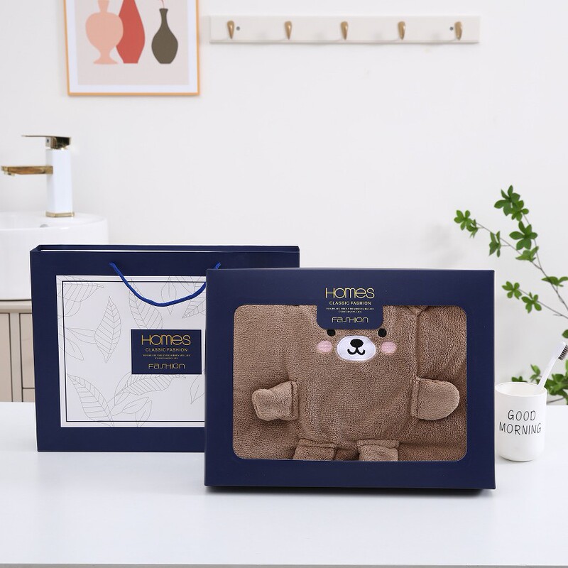 Bath Towel Gift Box Wedding Bank Insurance Company Team Building Happy Shop Brand Event Gift Box Towel Stereo Bear