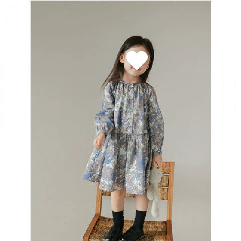 [Коллекция из 1184 человек] Корейское платье с цветочным принтом для девочек, весна 2025, новый стиль, детский стильный стиль