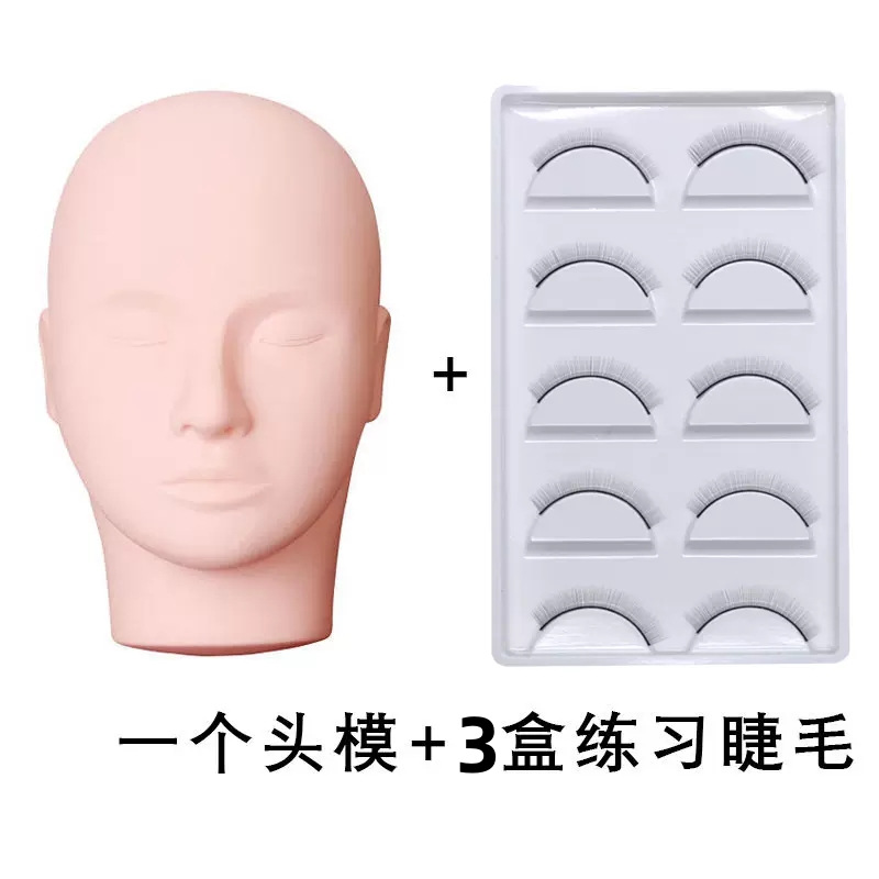 Práctica de injerto de pestañas, modelo de entrenamiento, belleza de pestañas, salón de belleza, modelo de cabeza de maniquí para principiantes, herramienta auxiliar de pestañas