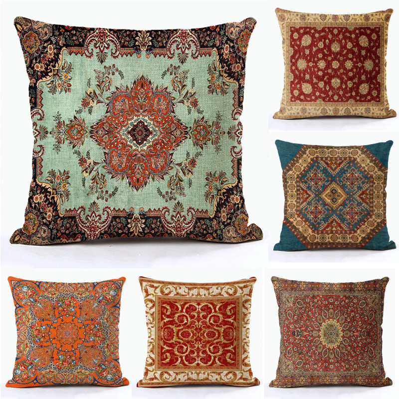 Cross-border Turkish Ethnic Style Retro Persian Fixed Pillow Case Homestay Hotel Decorative Sofa Pillow Linen Pillow