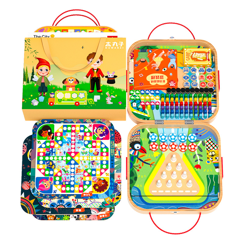 Madera de damas de vuelo de ajedrez 50 en uno multifuncional juego de mesa juguetes de regalo de cumpleaños para niños