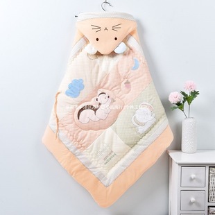 Newborn Baby Quilt Autumn and Winter Thickeneded Cartoon Cute Animal Embroidered Fixed Liner Outing Baby Swaddle Quilt
