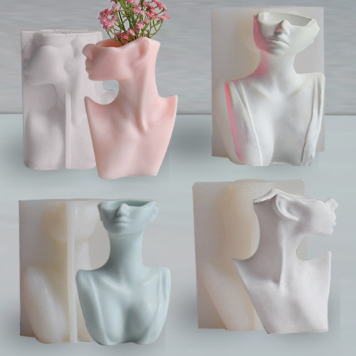 Side face flower pot silicone mold succulent flower pot gypsum cement mold vase glue concrete mold