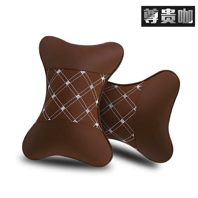 car interior accessories a pair, Headrest - a-pair-of-embroidered-headrests-coffee-color