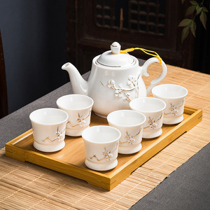 手工描金 景德镇陶瓷茶具套装家用功夫茶现代简约泡茶提梁壶茶杯