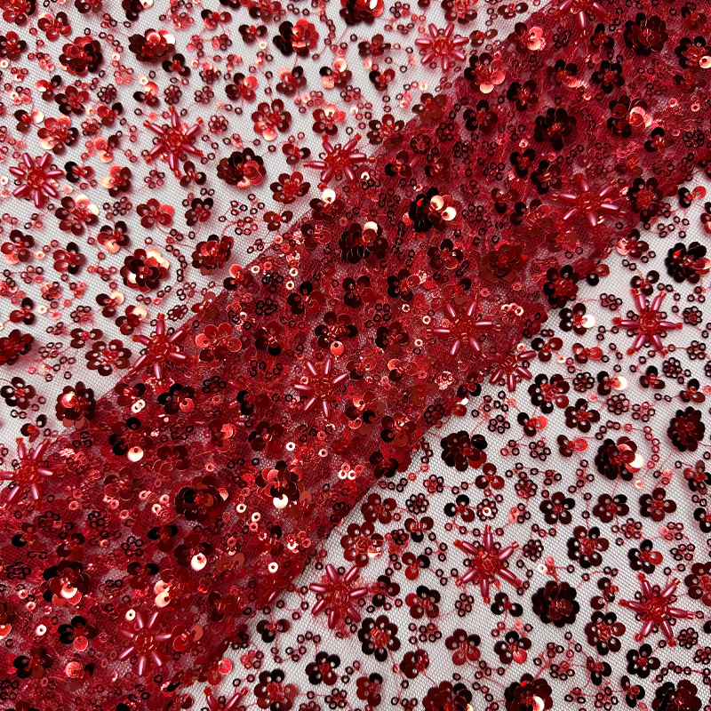 Tejido bordado sequinado bordado tela de cuentas tubo bordado tela de cuentas vestido de boda tubo bordado tela de vestido image 4