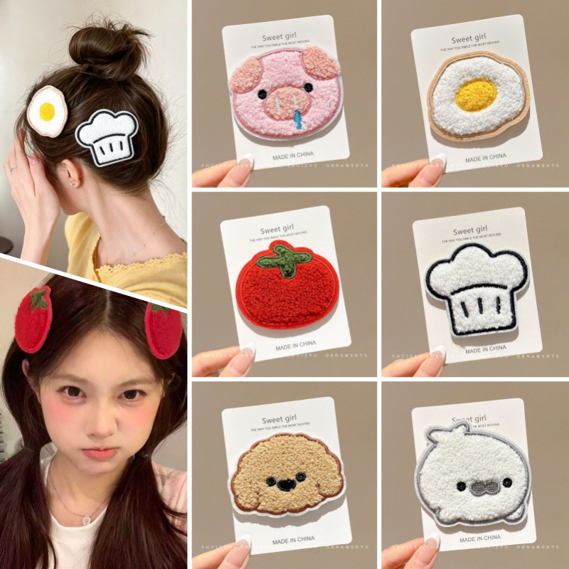 Funny Food-Themed Hair Fringe Stickers, Cute Cartoon Chef Hat, Bread Girl Magic Stickers, Hair Styling Tool