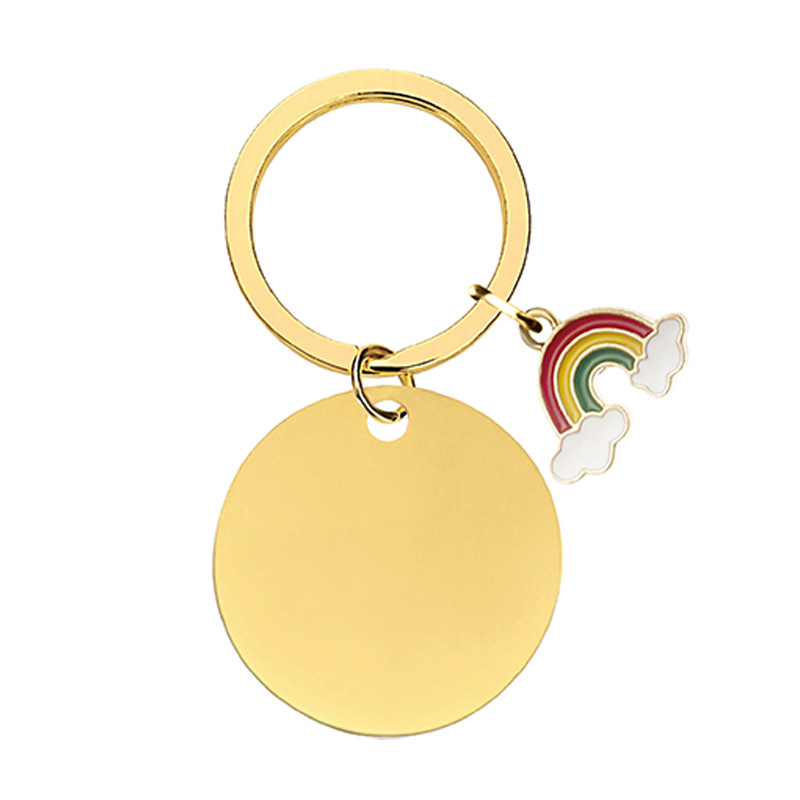 Rainbow, Customization Laser Engraving Pattern Unisex Gender Modern Style Simple Style Rainbow Customization Laser Engraving 201 Stainless Steel Plating Unisex Bag Pendant Keychain