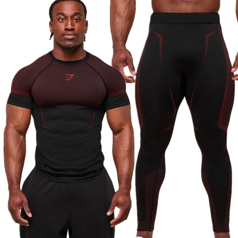 Gym Outdoor Compression Clothing Quick-Dry Sports Fitness Set Running Short-Sleeve Long Pants Cross-Border Quick-Dry Suitable for Women