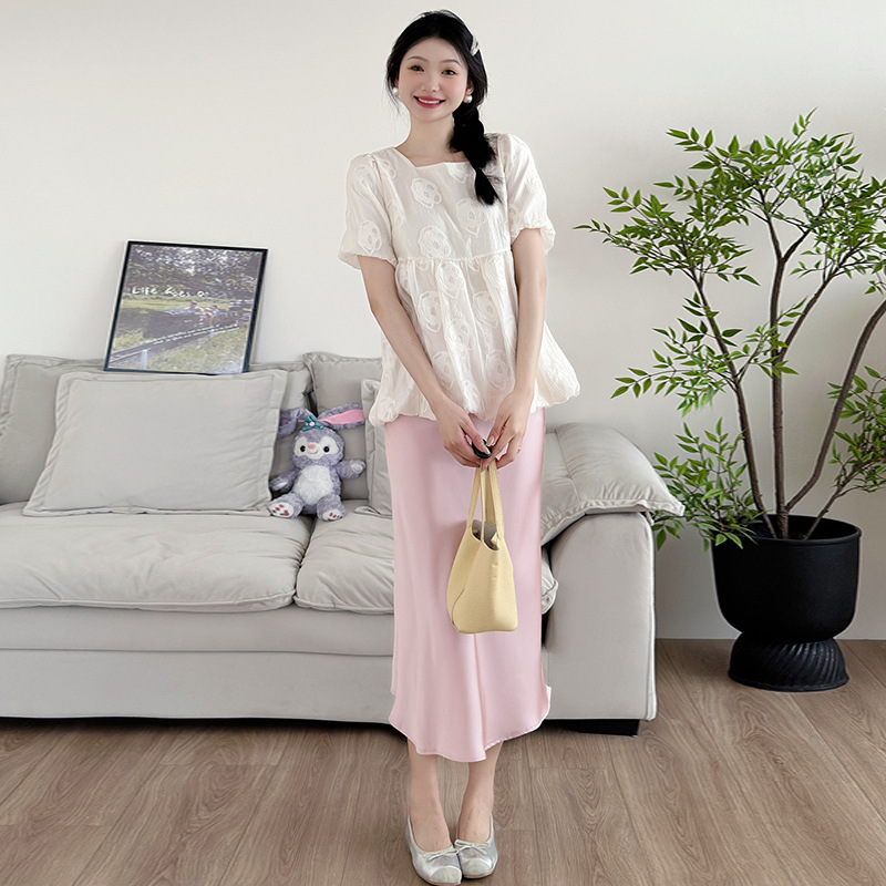 妊婦服セット夏服2024新型半袖子供服上着半身スカート夏服ファッション洋風2点セット