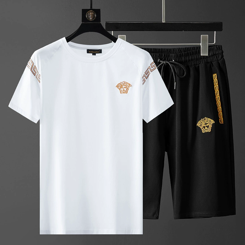 Повседневный костюм, мужская модная футболка с короткими рукавами, спортивная мода, универсальный повседневный комплект из двух предметов, новые летние свободные шорты