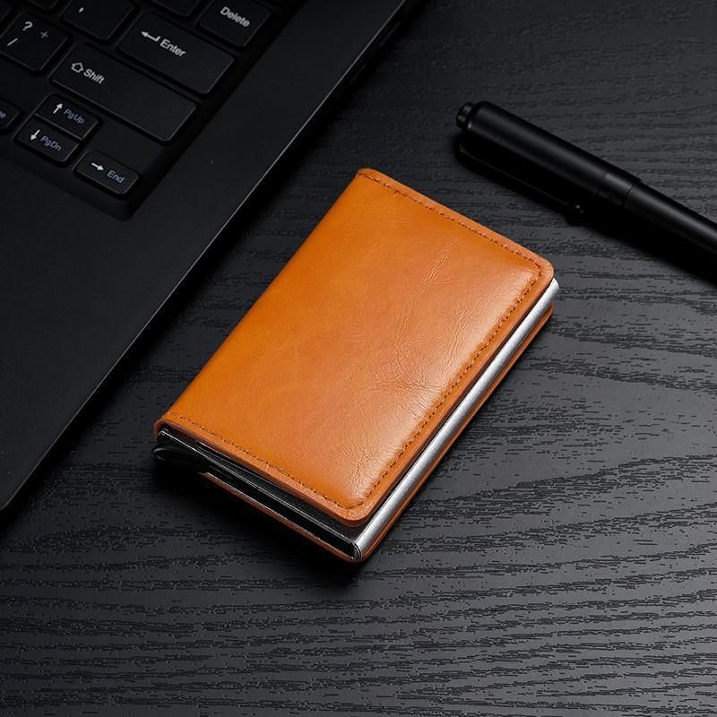 Anti-robo transfronterizo anti-magnético metal elástico bolsa de tarjetas de crédito caja de metal de aluminio para hombres bolsa de tarjetas de plata