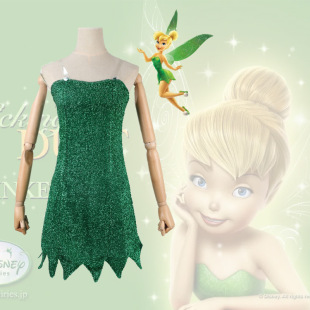 Wonderful Fairy Tinker Bell Green Dress Elf Fairy Cosplay Costume Halloween cosplay Dress