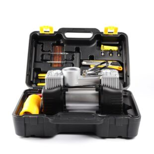 Portable car air pump toolbox suit mini tire repair tool suit 12V car tire air pump