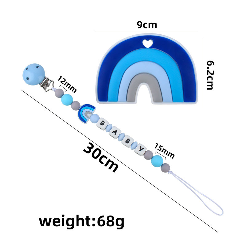 Bebé de dibujos animados colorido rojo de silicona teether stick teether nuevo nombre del bebé chupete cadena traje teether