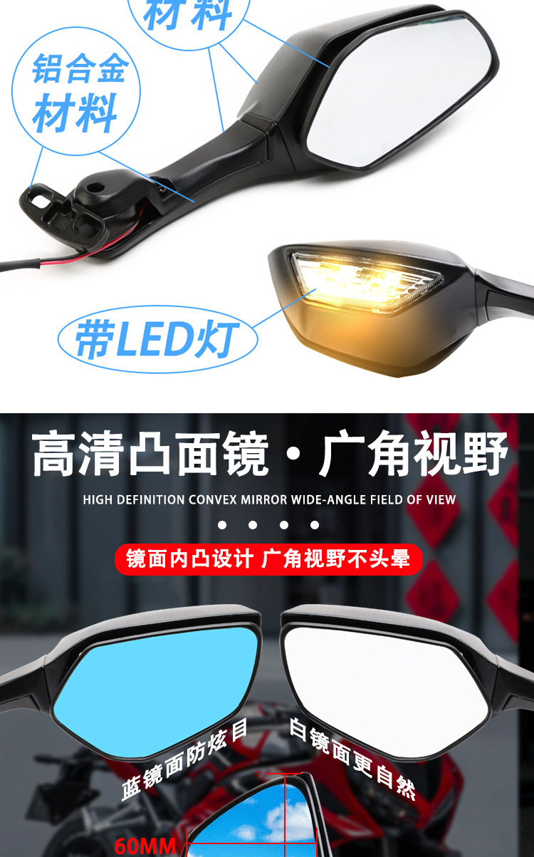 Suitable for Honda Cbr650R Cbr500R Cbr400R Cbr800 600 Rs Motorcycle Rearview Mirrors