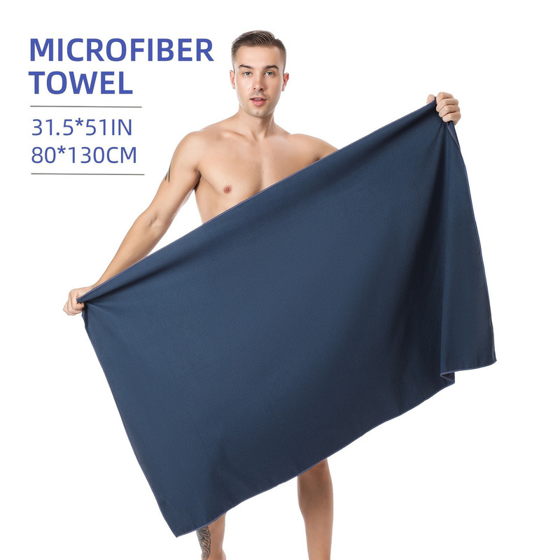 Cross-Border Best-Selling Microfiber Three-Dimensional Texture Double-Sided Velvet Quick-Drying Towel Beach Bath Towel Swimming Absorbent Towel