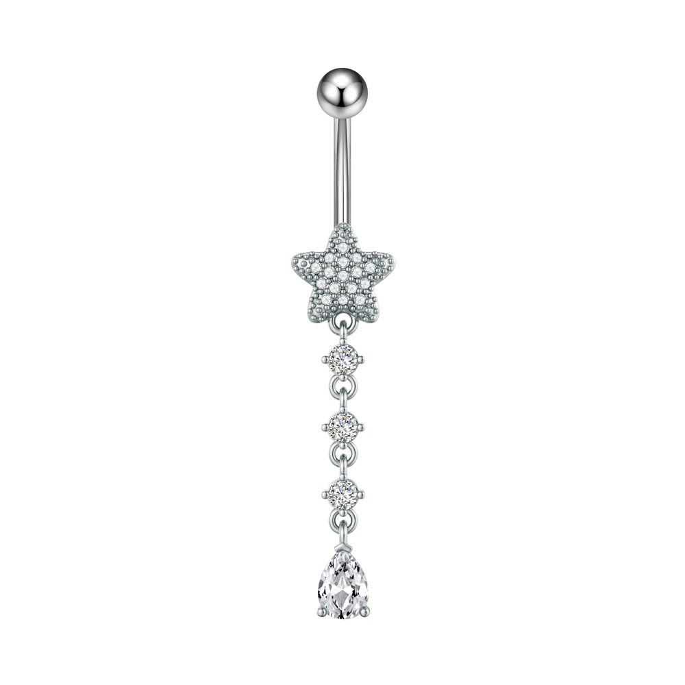Nouveau piercing Cross-border R : Cœur, Cerise, Perle, Lune, Pentagramme, Zirconium, Papillon, Zircon, Acier inoxydable_voghion.com
