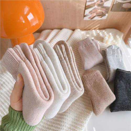 Woolen snow boots for girls, autumn and winter, thick and warm, plush snow boots, indoor floor socks, sleep socks