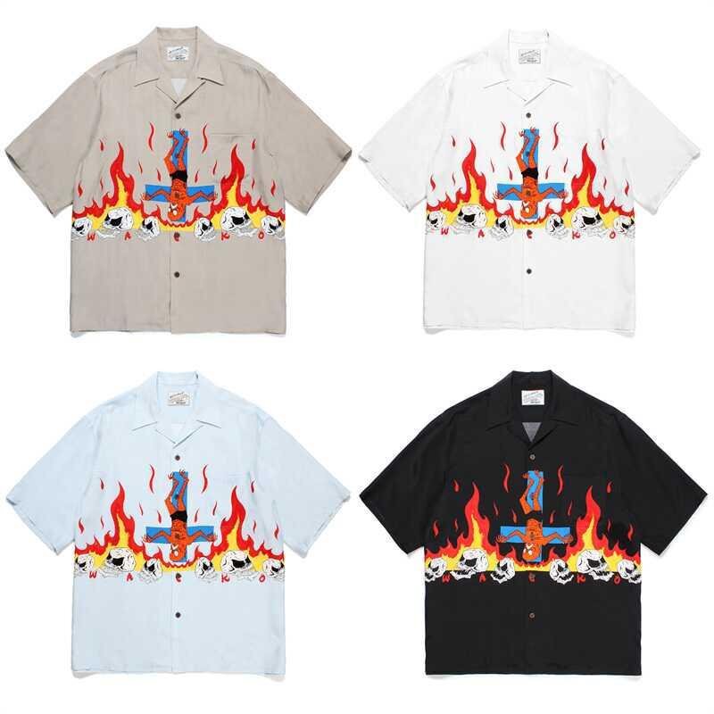 Wacko Maria Summer Full Print Shirt Street Loose Hawaii Beach Vacation Style Short Sleeve Shirt