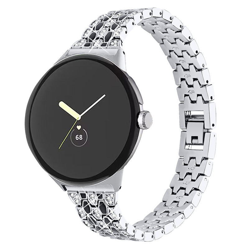 For Google Pixel Watch1/2 five-bead three-row diamond strap Google Pixel metal diamond watch For Google Pixel Watch1/2 five-bead three-row diamond strap Google Pixel metal diamond watch