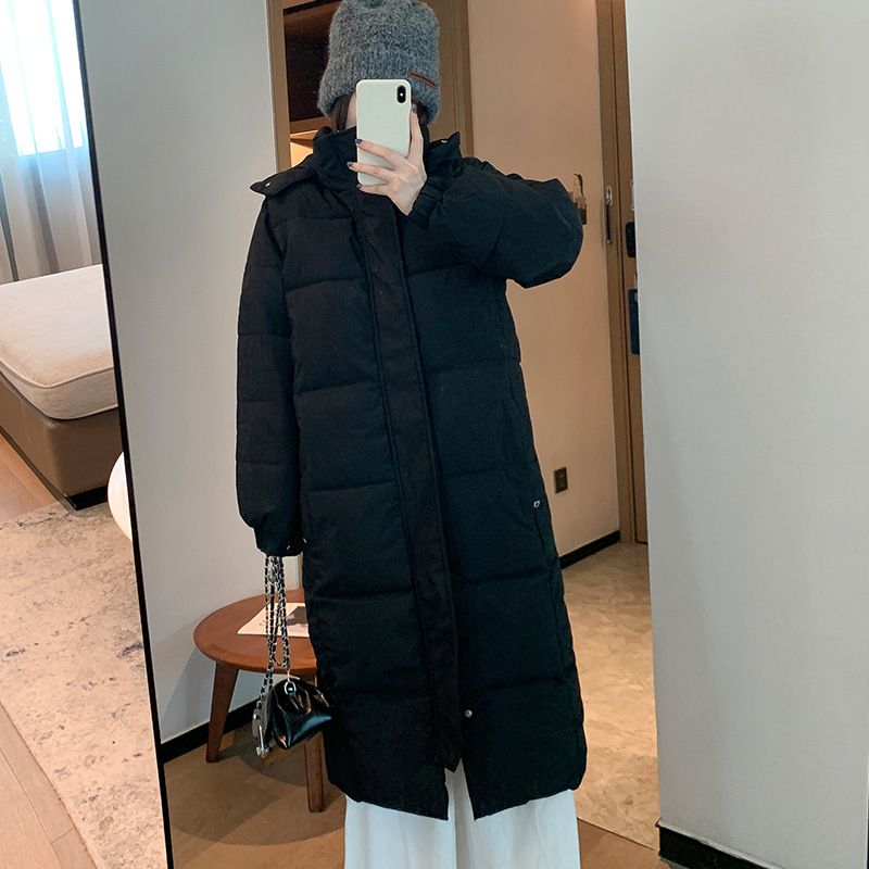 粉色羽绒棉服女2025冬季新款韩版宽松加厚棉衣中长款过膝连帽外套