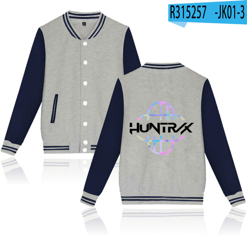 KPop Demon Hunters亚马逊速卖通2D烫画棒球服黑白撞色开衫外套|undefined