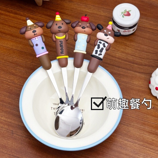 Cartoon Stainless Steel Spoon for Children, High-Quality and Cute Dining Spoon and Fork Set for Home Use
