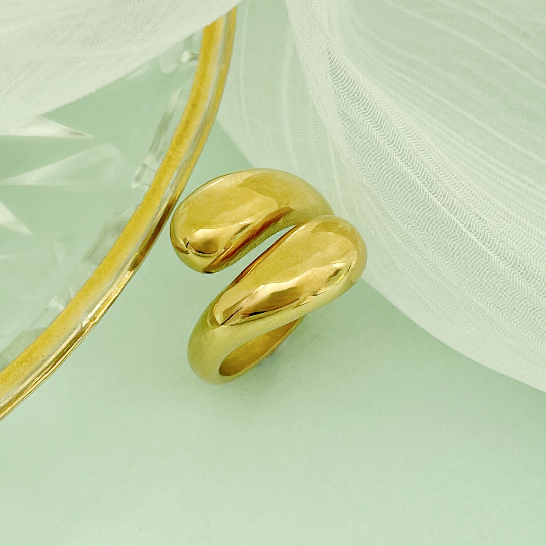 Stone-Free Inlay Material Wholesale Jewelry Simple Style Geometric 304 Stainless Steel 14K Gold Plated Plating Stainless Steel Rings