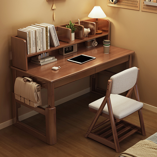 Solid wood desk, adjustable height children's study table, simple office desk, small-sized home desk for bedroom, student writing table