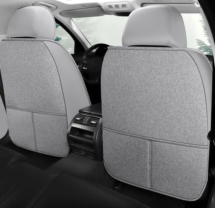L5U Fully Enclosed Breathable Seat Cushion Cover Linen Fabric Car Seat Cover Full Set for Five Seats in the Car All-Season Car Seat Cushion
