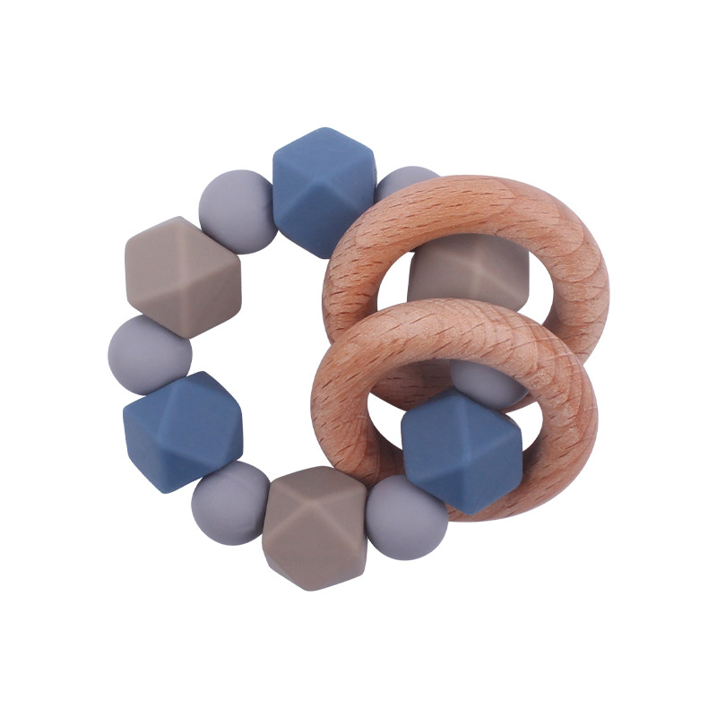 Suministros para bebés de haya clip pezón cadena creativa DIY bebé octogonal silicona mordedor pulsera juguete conjunto de dos piezas