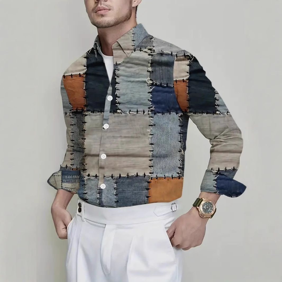 Comercio exterior europeo y americano Amazon 2025 nueva tendencia de la moda casual todo fósforo camisa de manga larga de alta calidad MB12