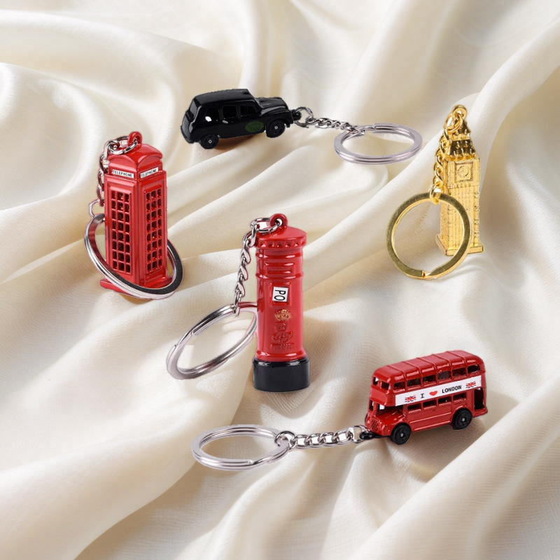 British Custom Travel Bus Keychain High-End Wholesale Mailbox Phone Booth Big Ben Foreign Trade Ring