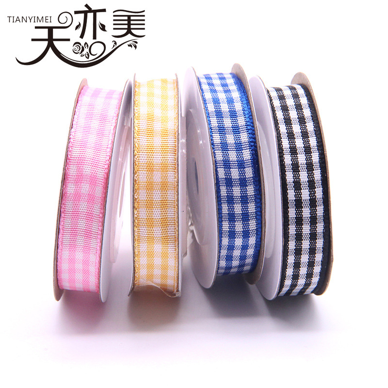 Tianyi Mei suministra cinta escocesa transfronteriza 1cm cinta a cuadros pequeño rollo 5 yardas fábrica al por mayor
