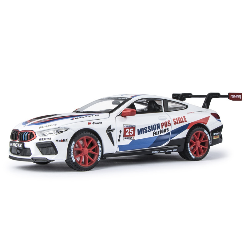 1:24 Simulation Track sports car BMW M8GTE Racing sports car Track Edition Large Car Model Collection Ornaments