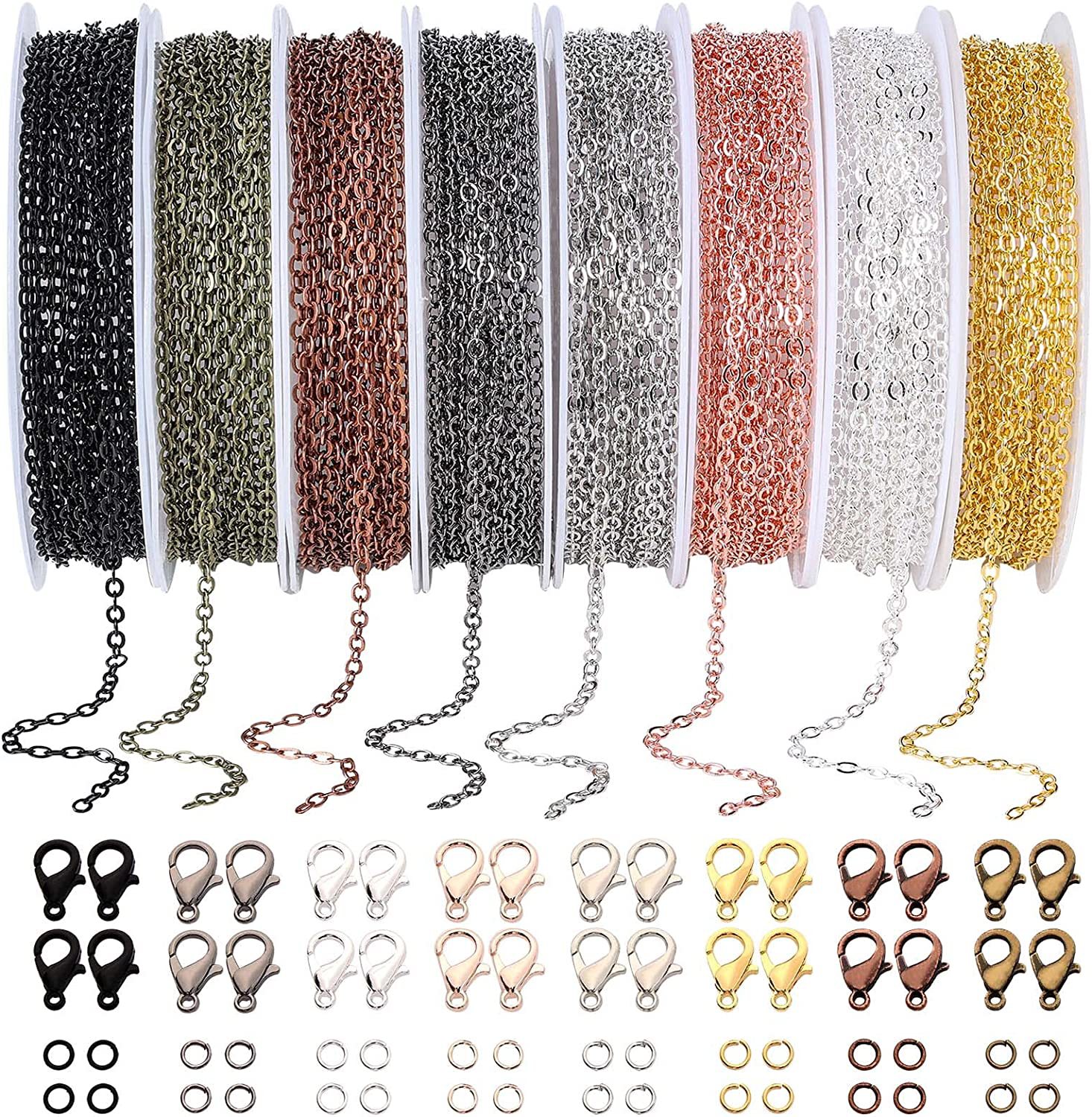 2*3mm presión plana cadena cruzada 6 colores 8 combinación a juego langosta hebilla anillo abierto DIY accesorios de la joyería