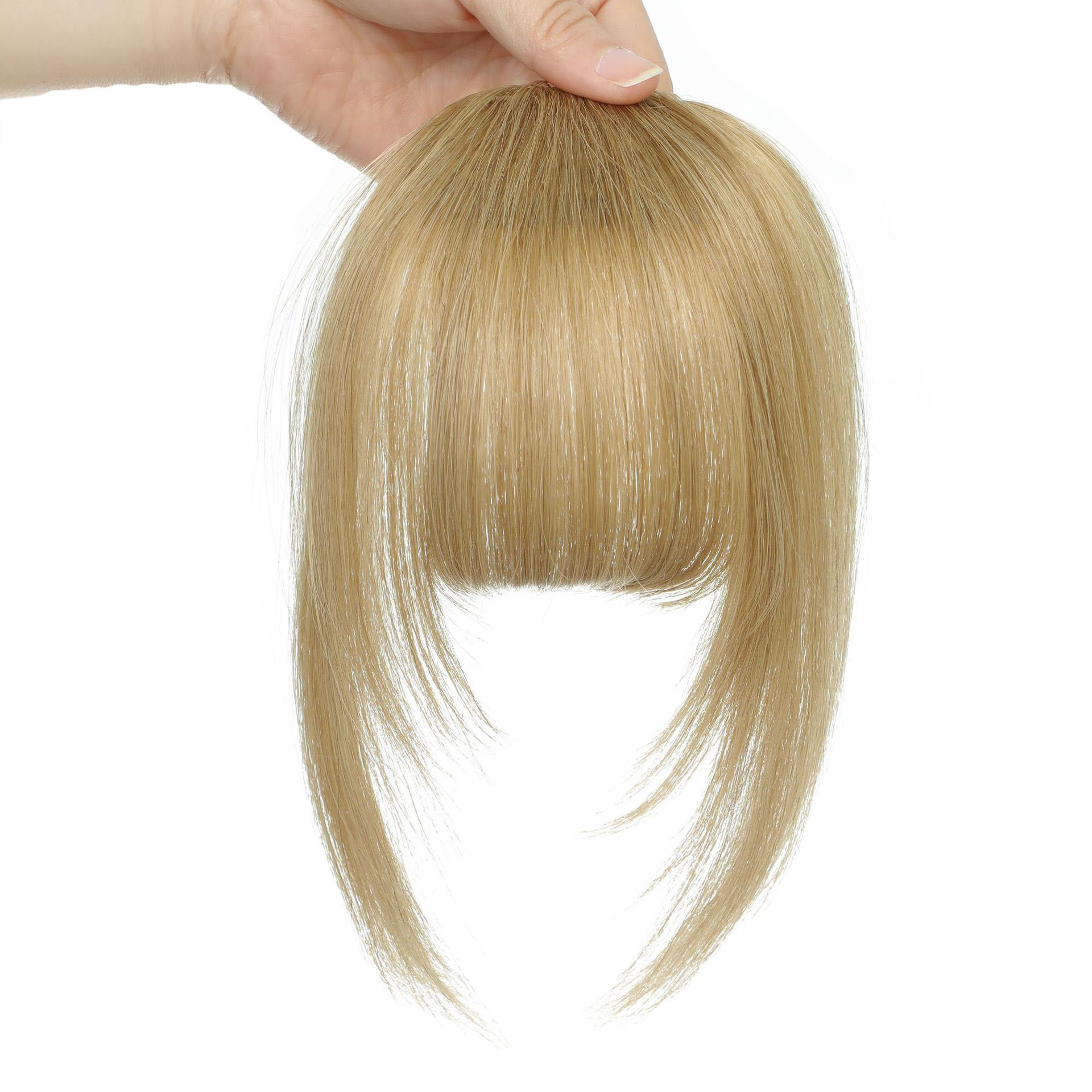 Flequillo francés de cabello humano real para mujeres, postizo de cabello real tejido a mano sin costuras, flequillo de aire.