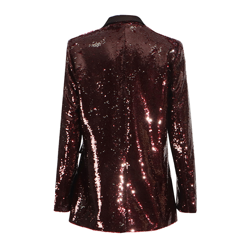 Giacca blazer donna elegante con paillettes scollo a v slim fit sera_voghion.com