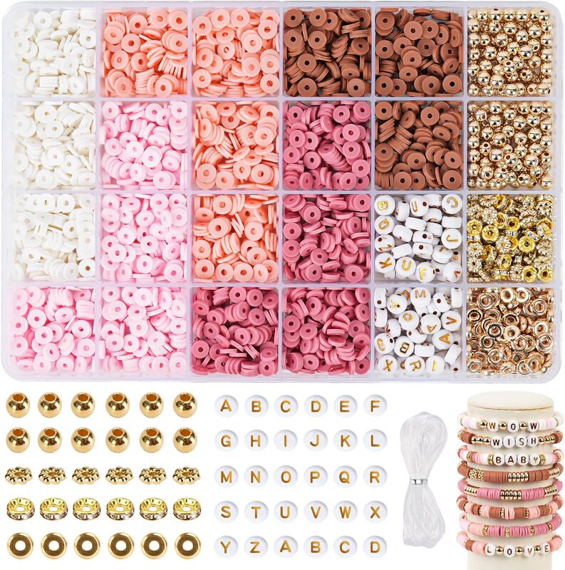 Cross Border New 2850 Pieces Clay Beads Alphabet Beads Spacer Beads Bracelet Making Kit DIY Jewelry Making Kit