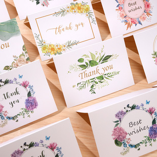 Cross-border Amazon THANK YOU Flower THANK YOU Blessing Foldableing Greeting Card Kraft Paper White Envelope Sealing Sticker