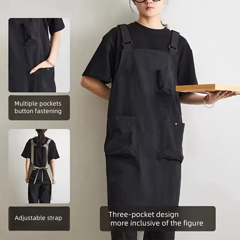Cross-Border Workwear Style Multi-Pocket Water-Resistant Apron with Adjustable Straps for Catering, Barista, Baking, and Nail Art Work Cross-Border Workwear Style Multi-Pocket Water-Resistant Apron with Adjustable Straps for Catering, Barista, Baking, and Nail Art Work