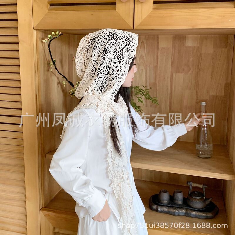 度假氛围感~民族风镂空针织帽女夏季新款披肩帽复古小众显脸小|undefined